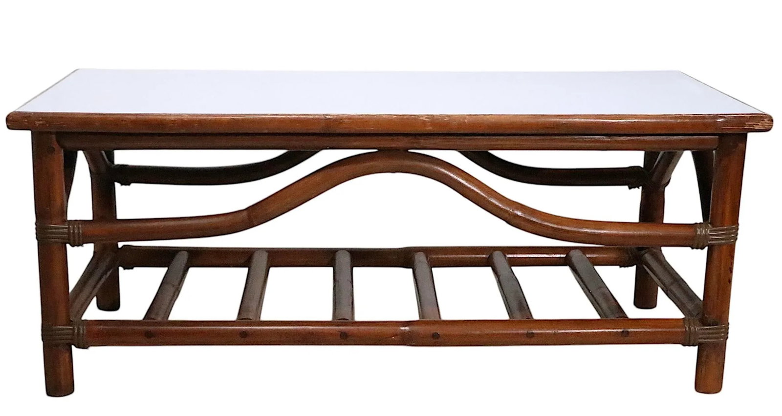 Mid Century Bamboo and Laminate Coffee Table Att. To John Wisner - 12