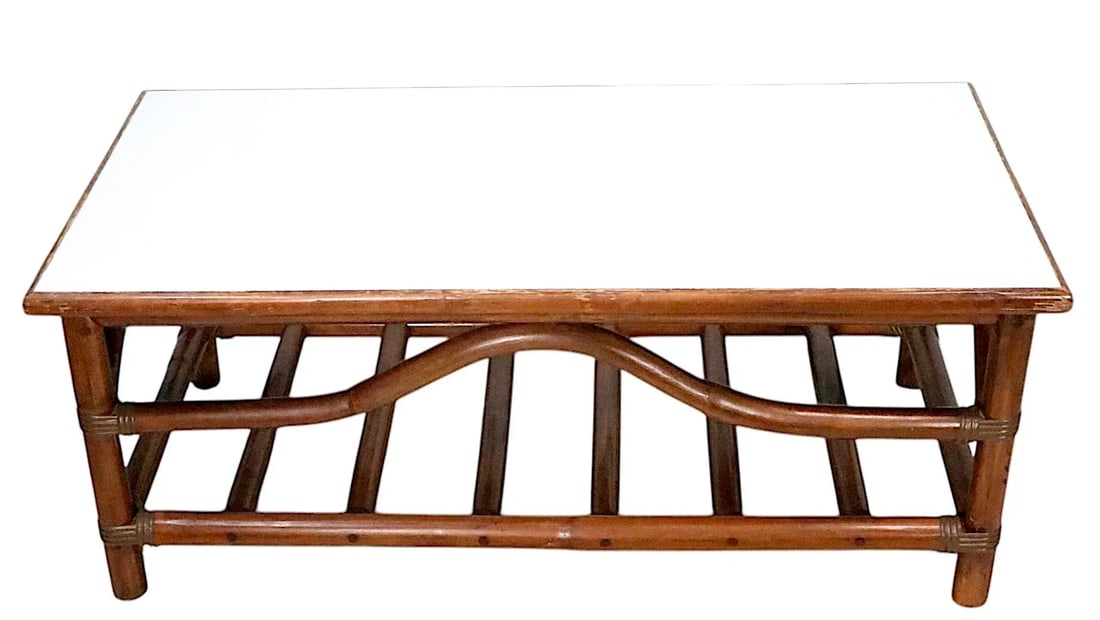 Mid Century Bamboo and Laminate Coffee Table Att. To John Wisner - 2
