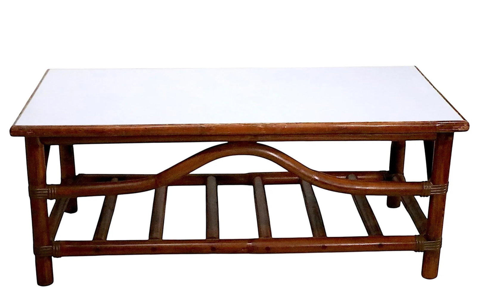 Mid Century Bamboo and Laminate Coffee Table Att. To John Wisner - 7