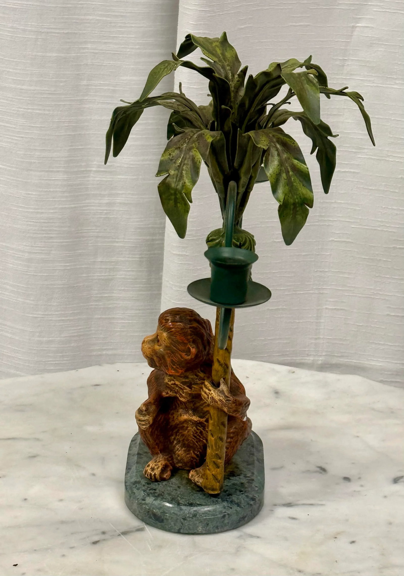 Vintage Petite Choses Monkey and Palm Tree Double Candlestick Holder Candelabra - 4