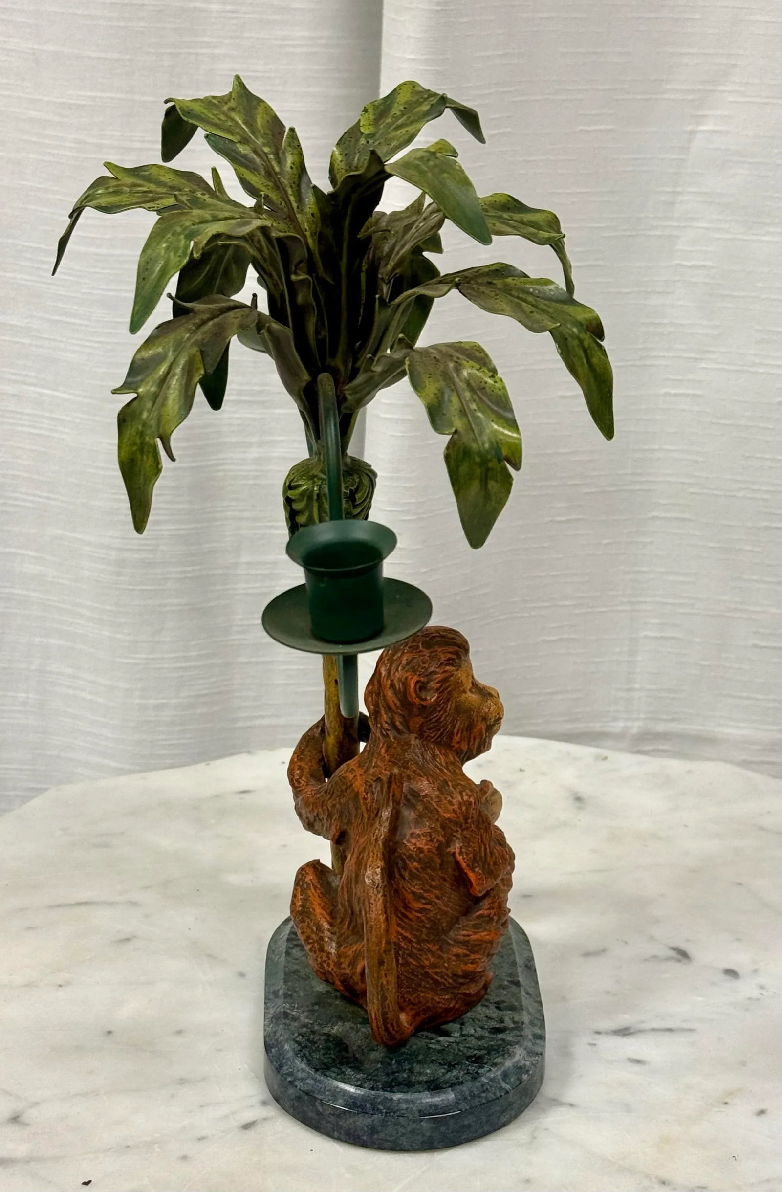Vintage Petite Choses Monkey and Palm Tree Double Candlestick Holder Candelabra - 5