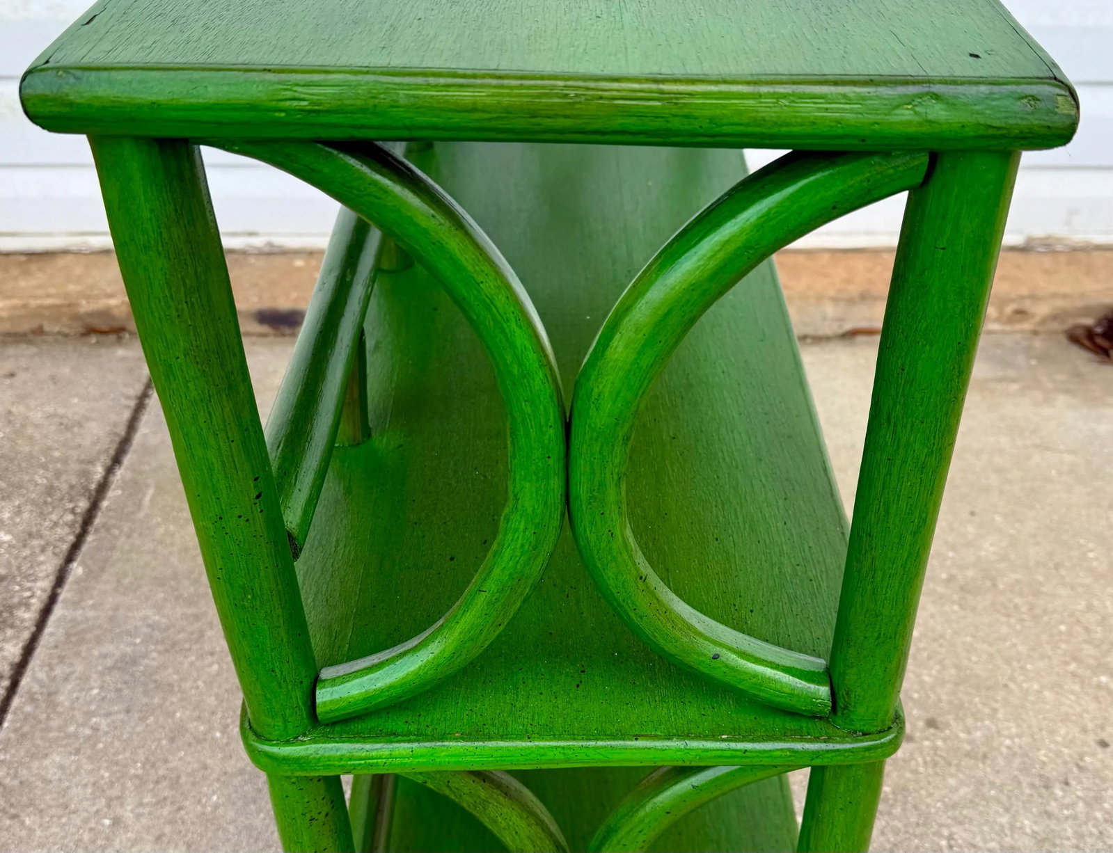 Vintage Rattan Etagere Bookcase Newly Painted Green - Versatile Console & Home Decor Accent - 5