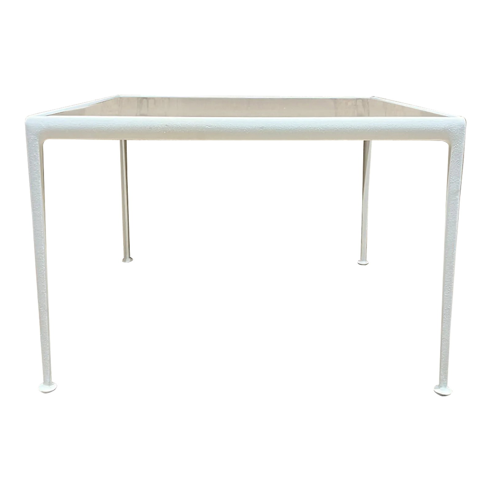 1966 Richard Schultz Patio Dining Table for Knoll: AMBIANIC presents 1966 Vintage Richard Schultz for Knoll Patio Dining Table Outdoor Collection Table 26.5 h x 38 x 38 Preowned vintage Original unrestored condition. Enamel top has signs of vintage