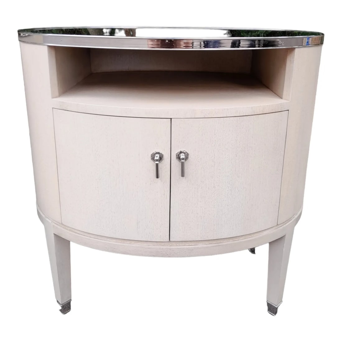 Pair of Century Furniture Company Pirouette Bedside Tables With Silver Trim - 5
