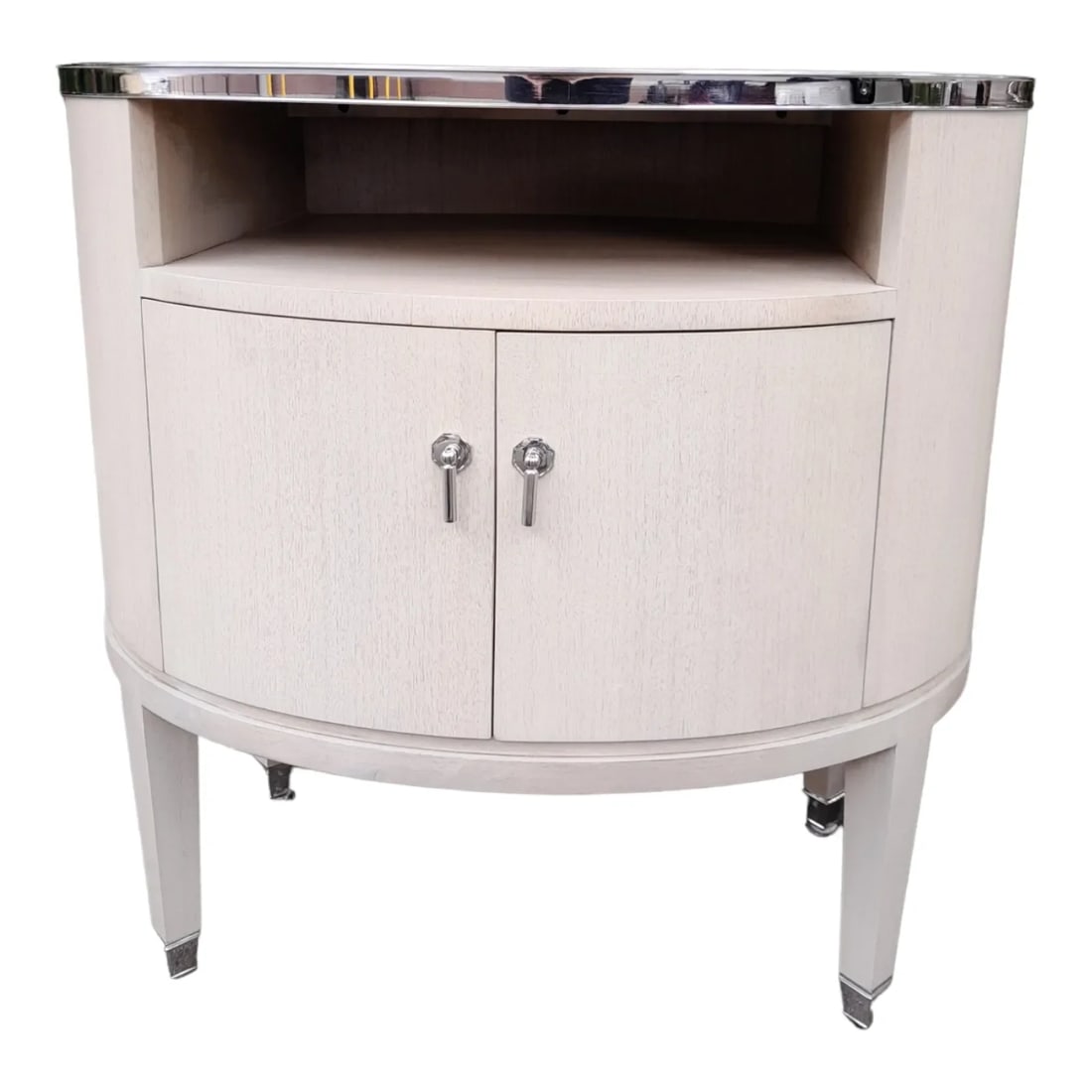 Pair of Century Furniture Company Pirouette Bedside Tables With Silver Trim - 6
