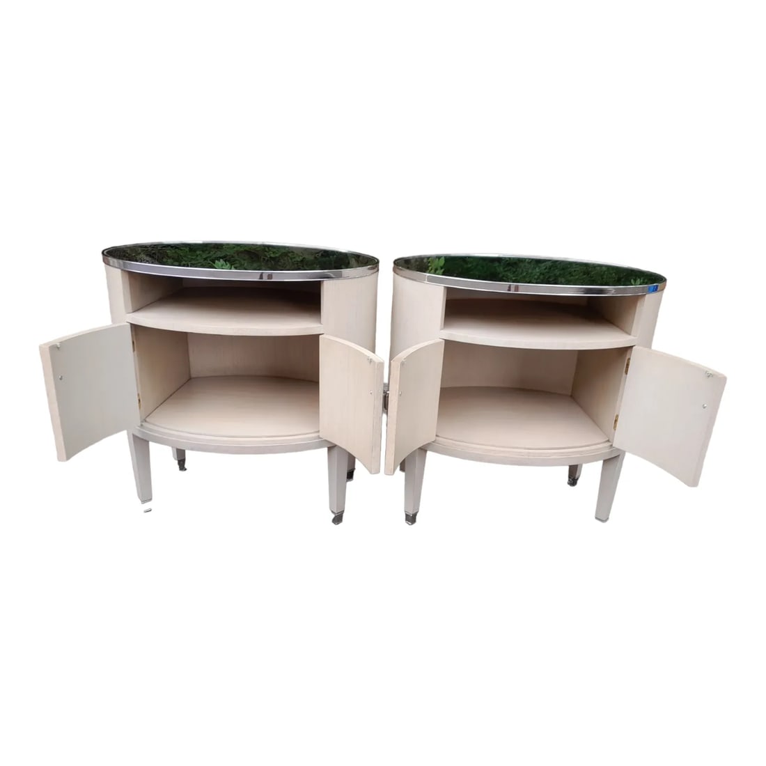 Pair of Century Furniture Company Pirouette Bedside Tables With Silver Trim - 7