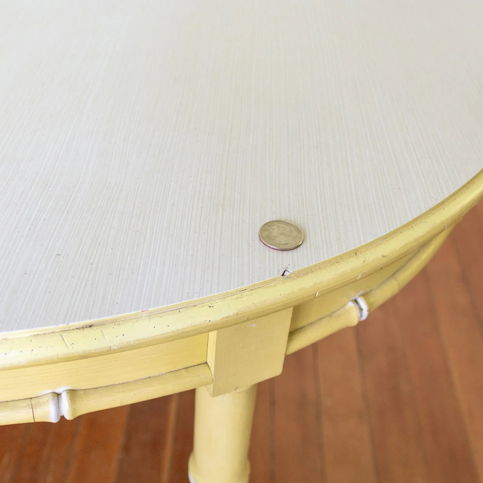 Thomasville Faux Bamboo Butter Yellow Oval Dining Table - 11