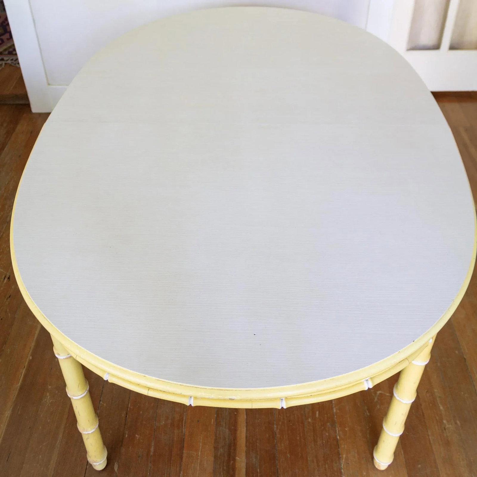 Thomasville Faux Bamboo Butter Yellow Oval Dining Table - 4
