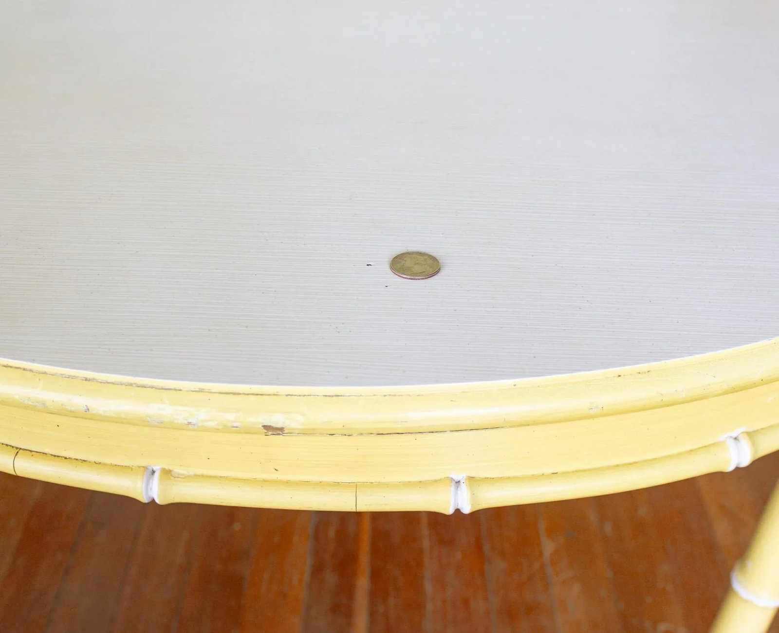 Thomasville Faux Bamboo Butter Yellow Oval Dining Table - 8