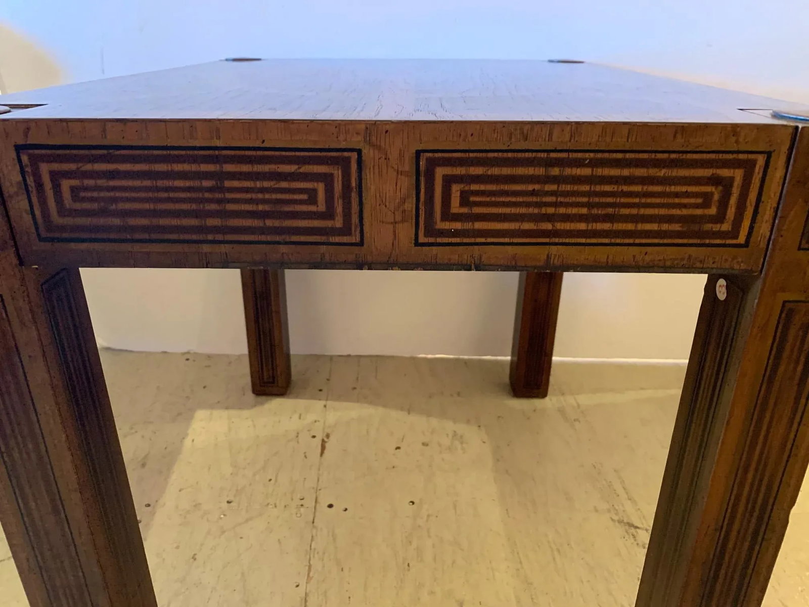 Inlaid Wood Rectangular End Table With Geometric Decoration - 7