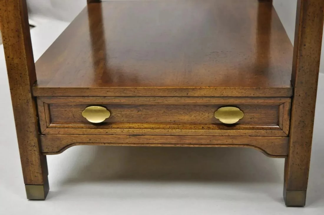 Century Furniture Chinoiserie Fretwork Wooden Side Lamp End Tables - A Pair - 4
