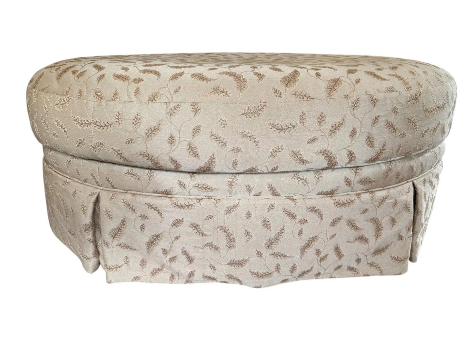 New Century Furniture Floral Cushioned Skirted Ottoman - 2