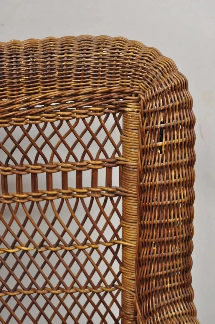 Late 19th Century Antique Heywood Wakefield Victorian Woven Wicker Platform Rocker Rocking Chair - 7