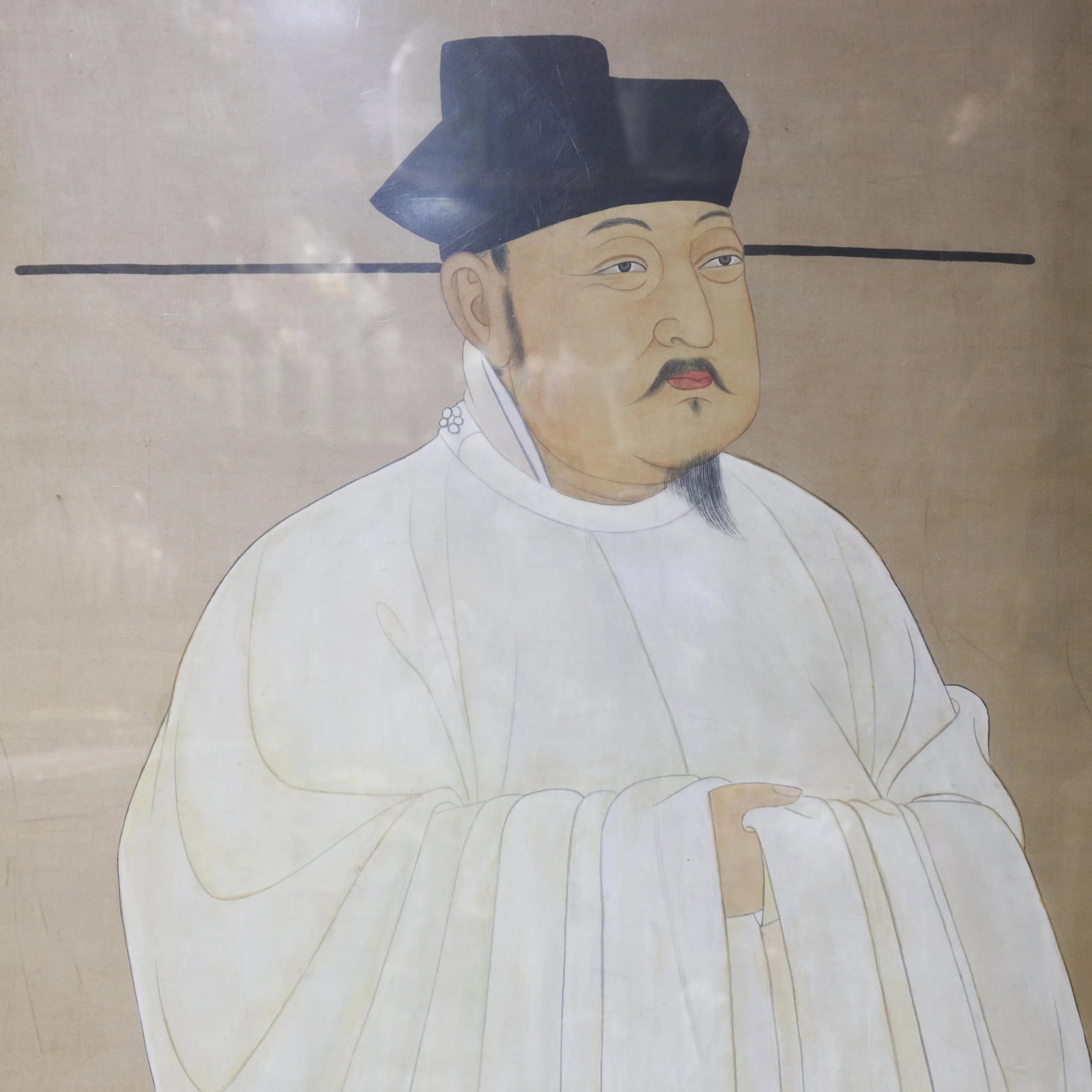 Framed Vintage Chinese Portrait Painting of a Scholar Official - 2