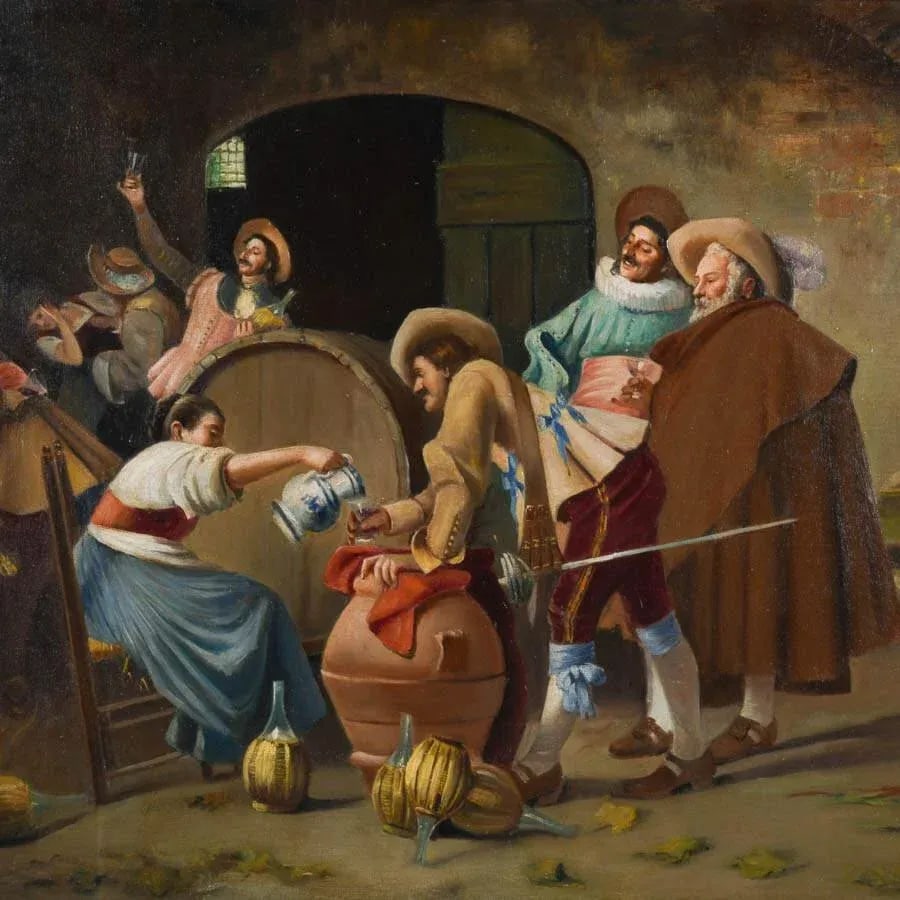Early 20th Century Framed Signed "Le Repas Des Mousquetaires" After Francesco Tito on Canvas - 2