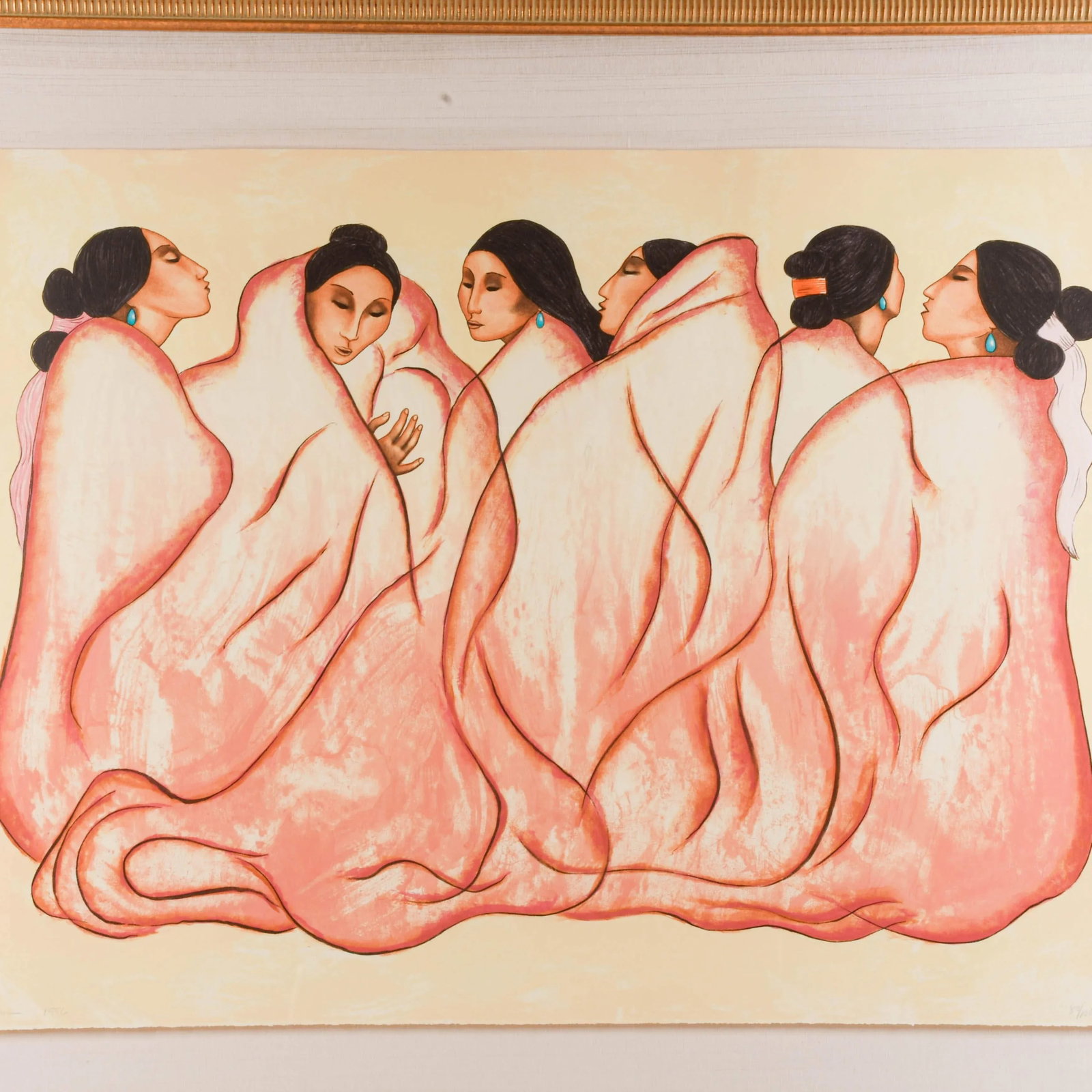 1950s Framed Signed R C Gorman Limited-Edition Lithograph "Dinetah" - 2