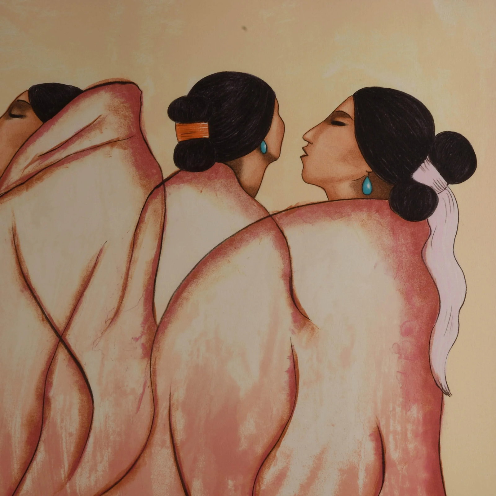 1950s Framed Signed R C Gorman Limited-Edition Lithograph "Dinetah" - 4