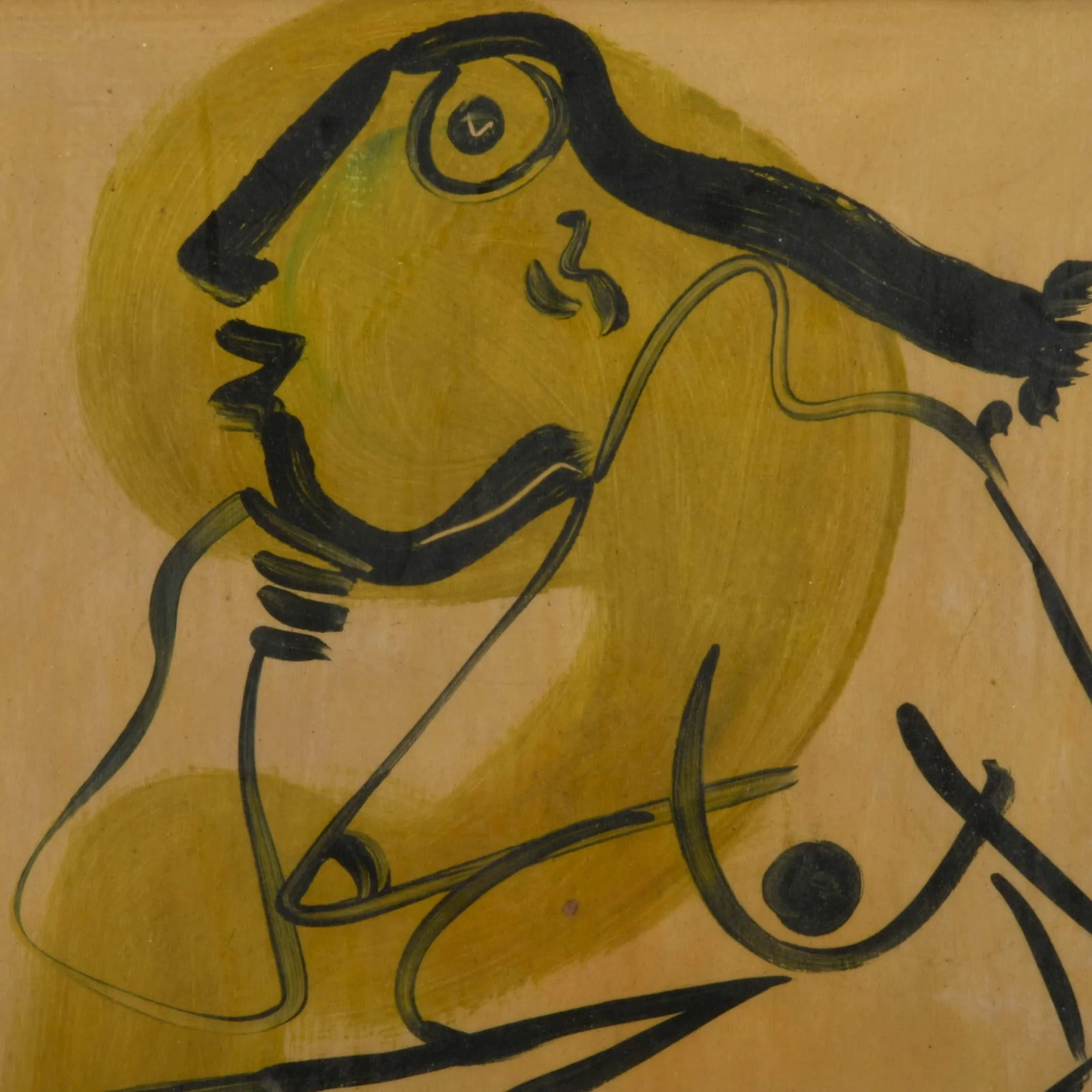 Framed Signed Peter Keil "Woman Sitting in a Chair 1963" Mix Media - 3