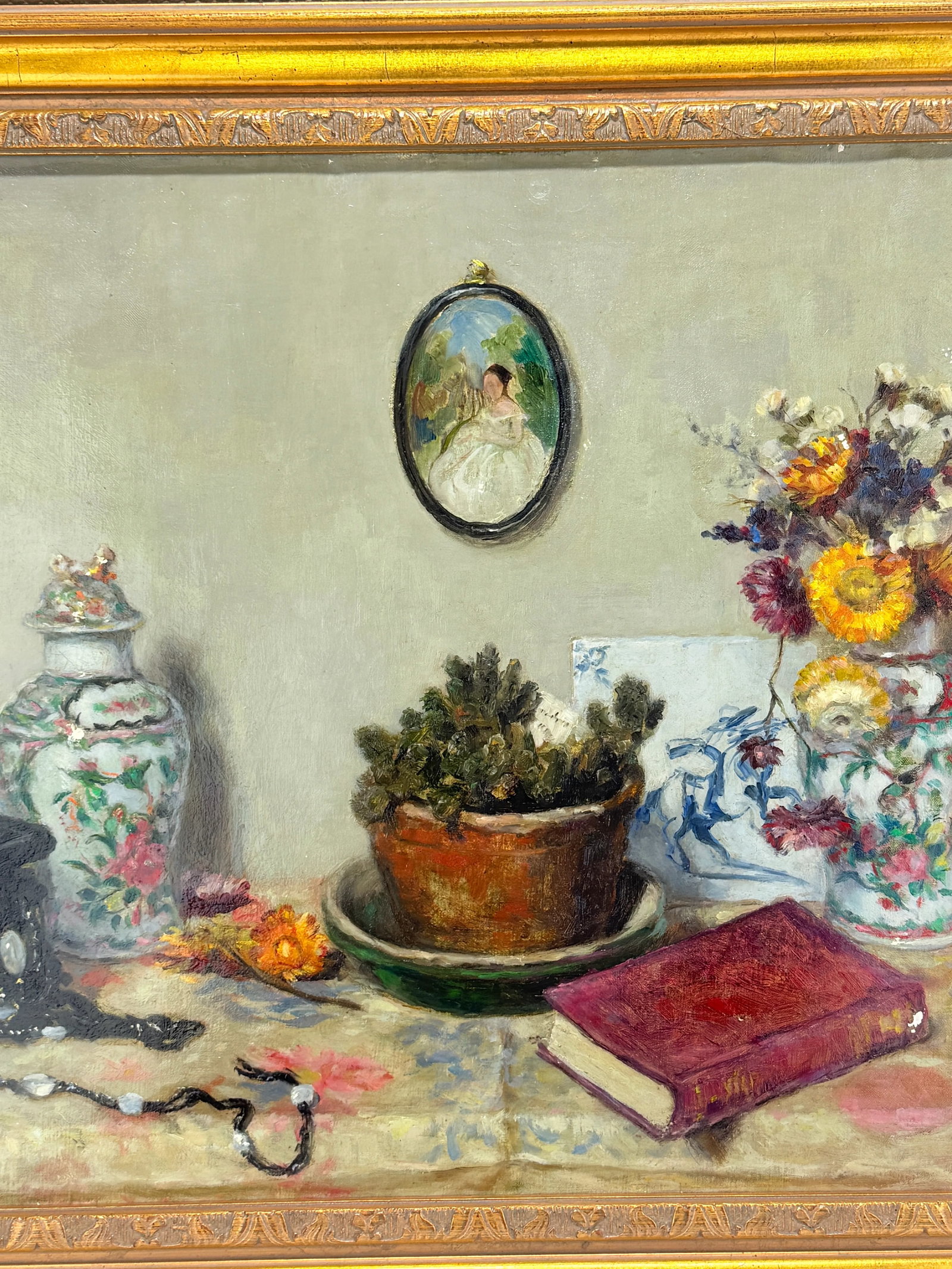Interior Still Life With Porcelain Vases, Miniature Portrait and Virtue, 1942 - 3