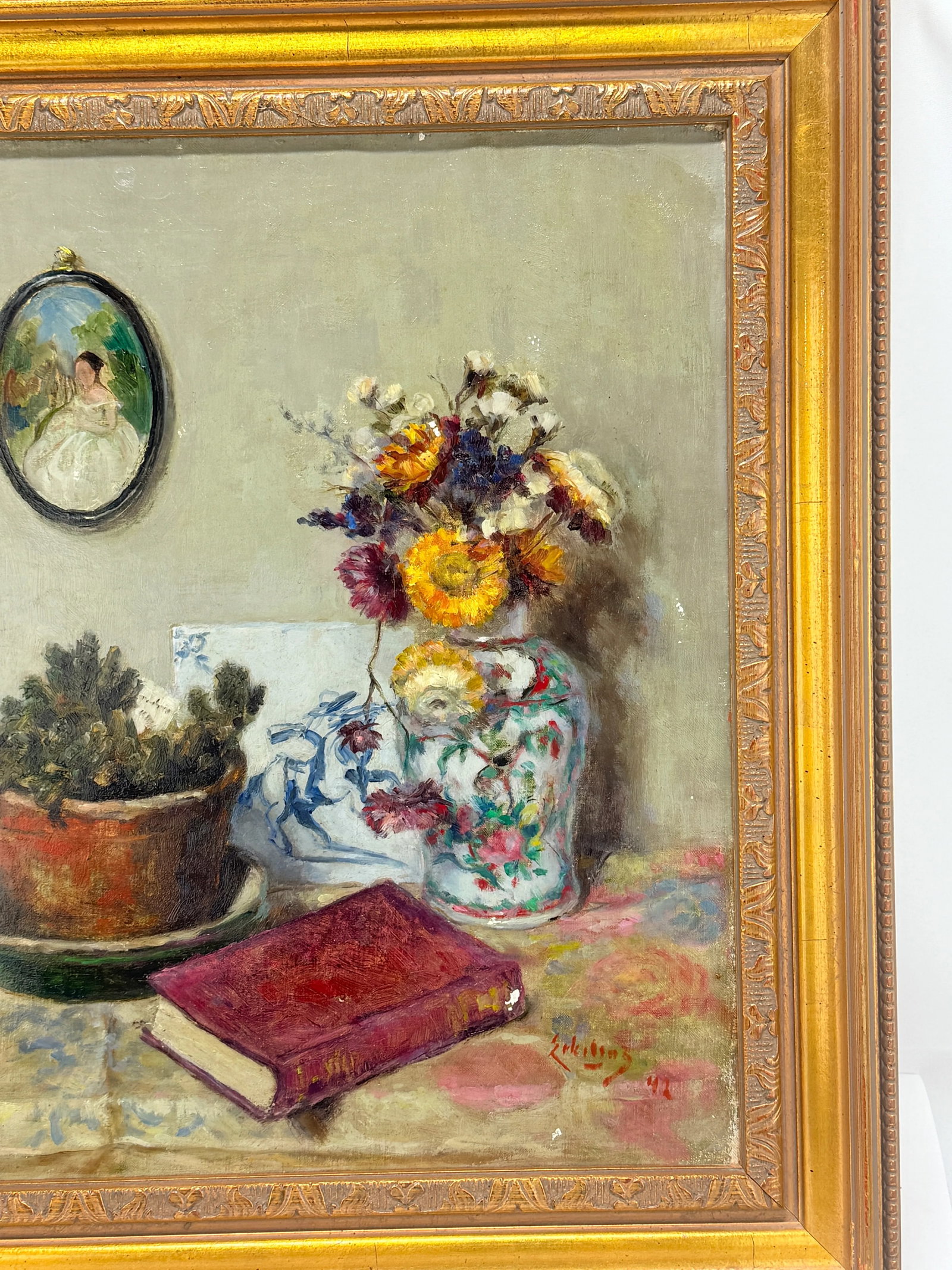 Interior Still Life With Porcelain Vases, Miniature Portrait and Virtue, 1942 - 5