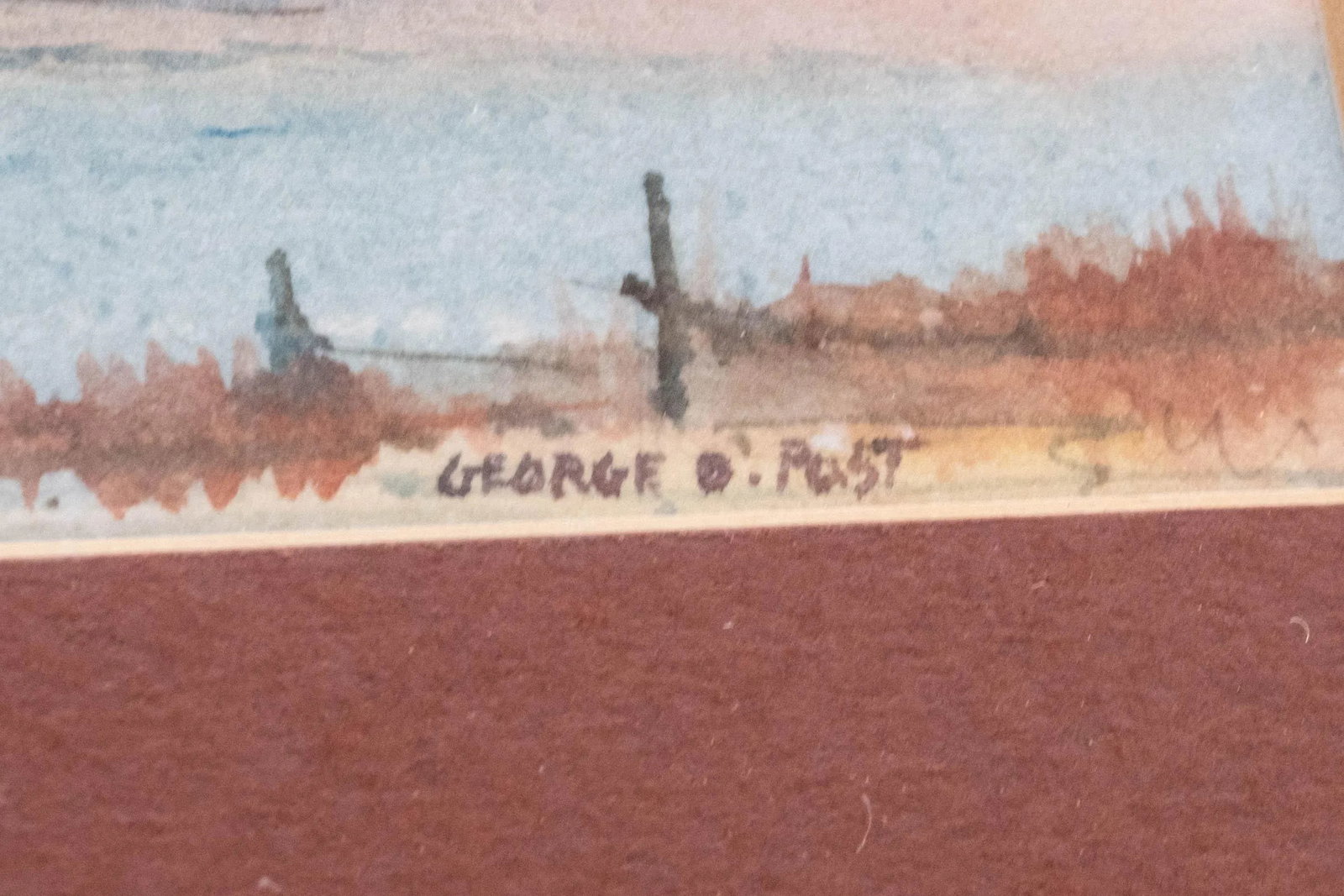 Pair of Nautical Watercolor Boats Fishing Paintings Signed George D Post - 6