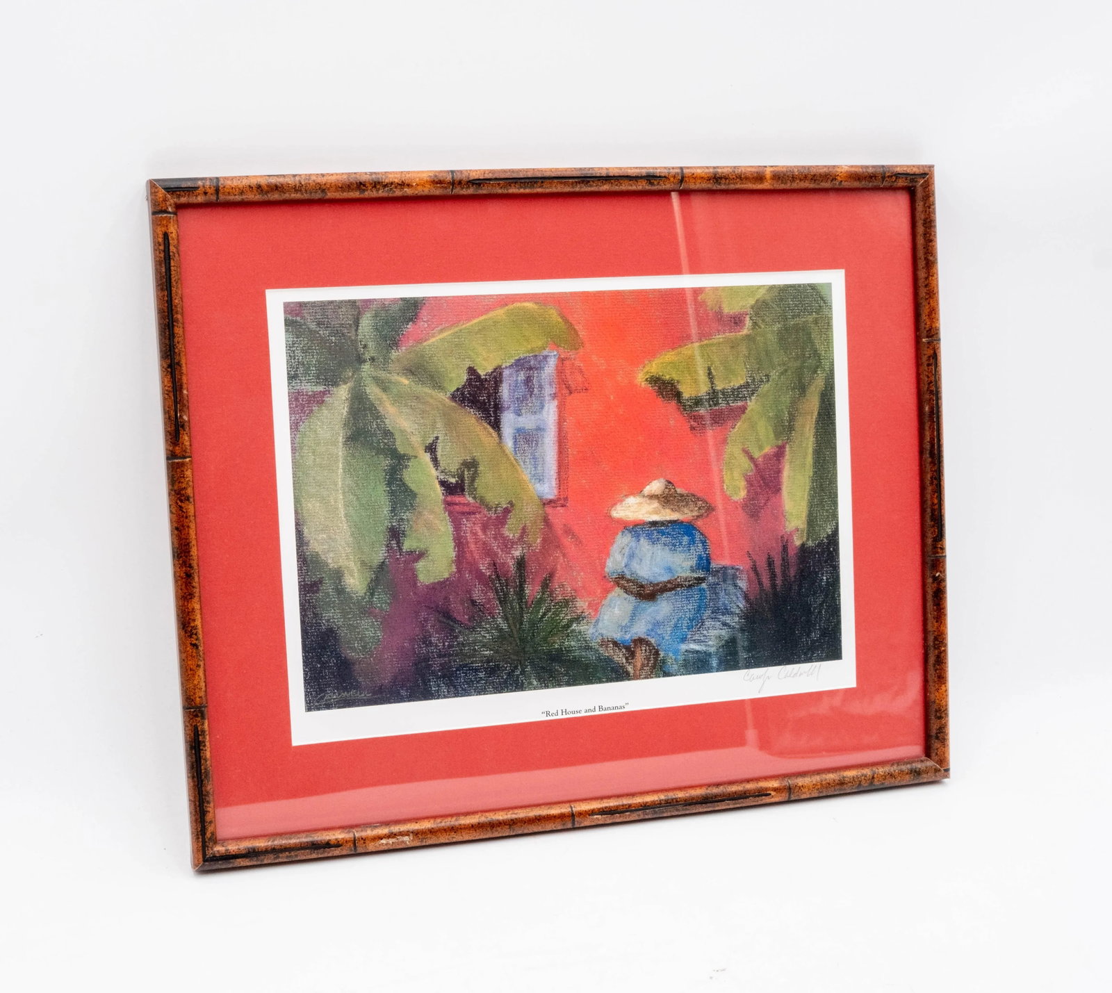 Pair of Tropical Caribbean Paintings "Red House & Bananas" and a Village (Untitled) Signed - 3