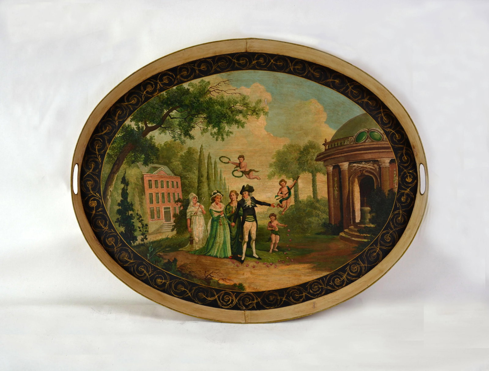 Vintage Hand-Painted British Landscape Decoration Oval Plate/Tray - 5