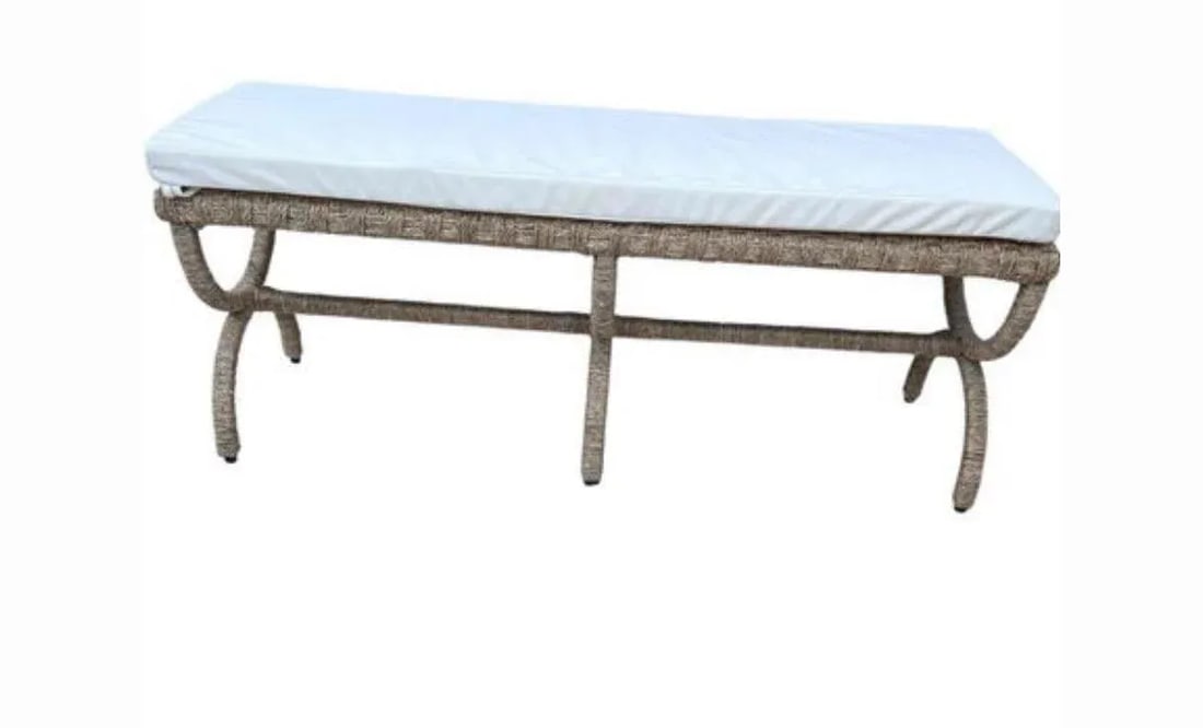 Vintage Outdoor Woven Bench in the Style of Audoux Minet - 2