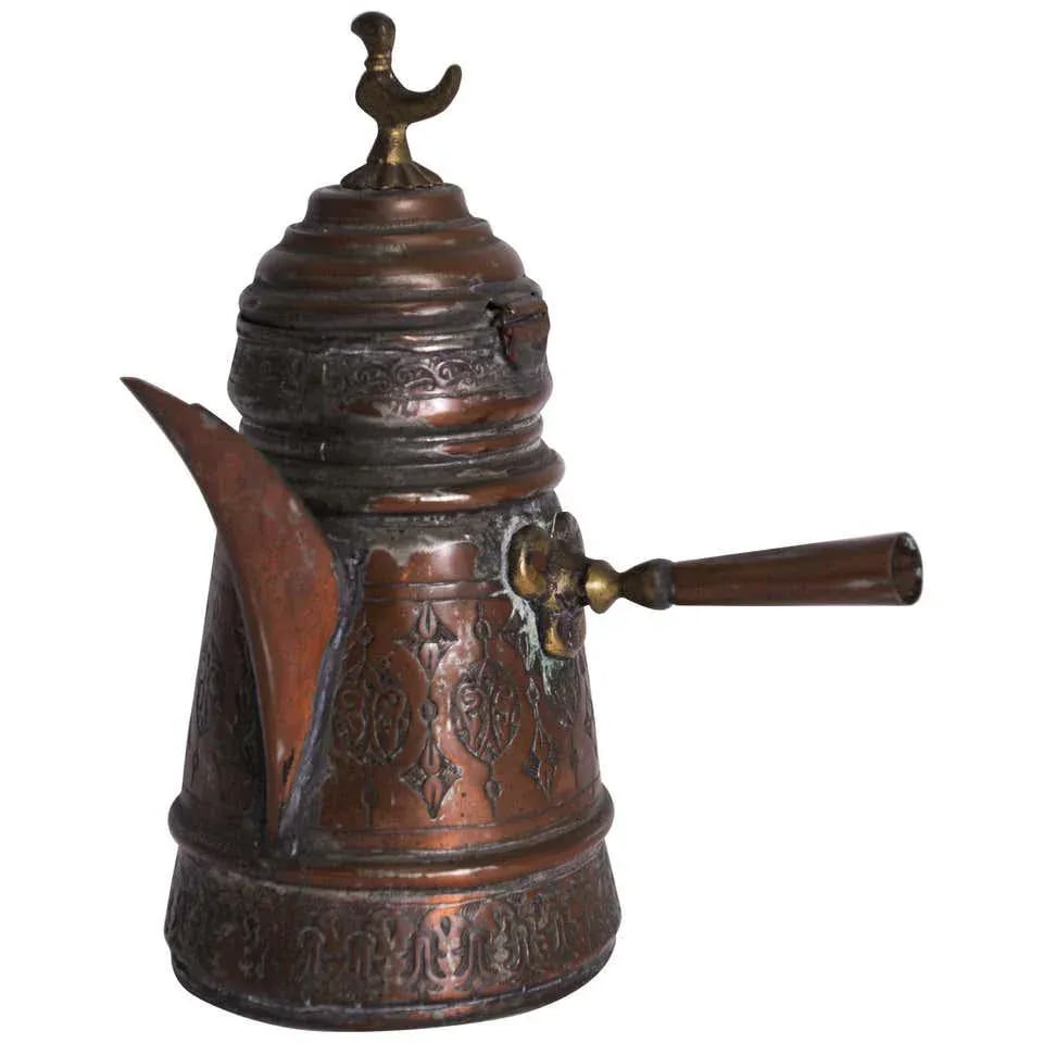 Middle Eastern Turkish Arabic Copper Dallah Coffee Pot - 13