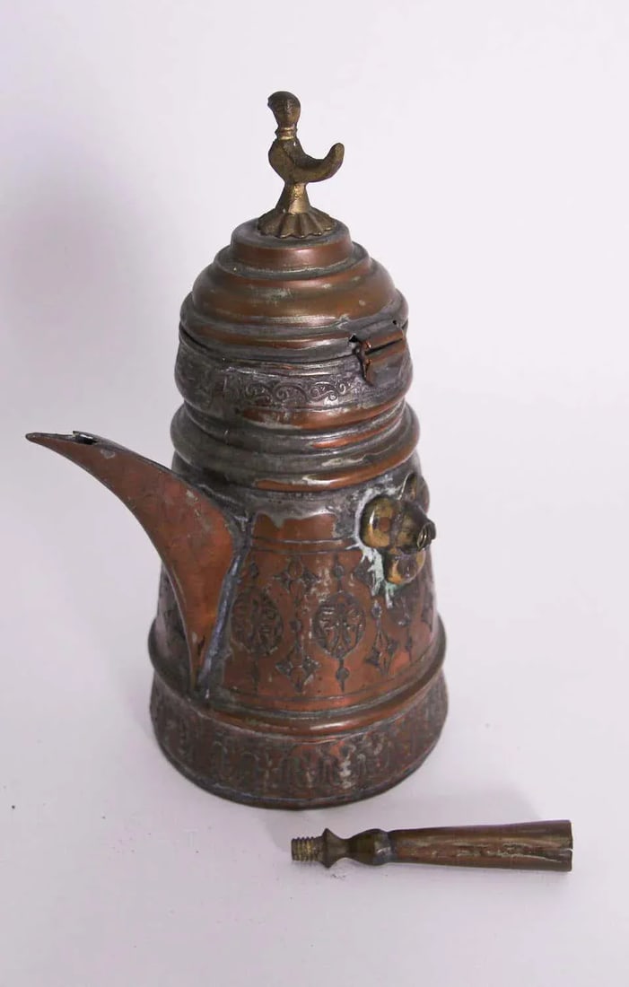 Middle Eastern Turkish Arabic Copper Dallah Coffee Pot - 7