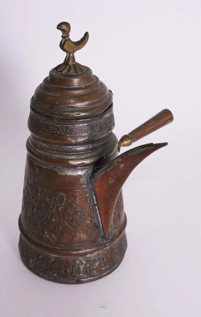Middle Eastern Turkish Arabic Copper Dallah Coffee Pot - 9