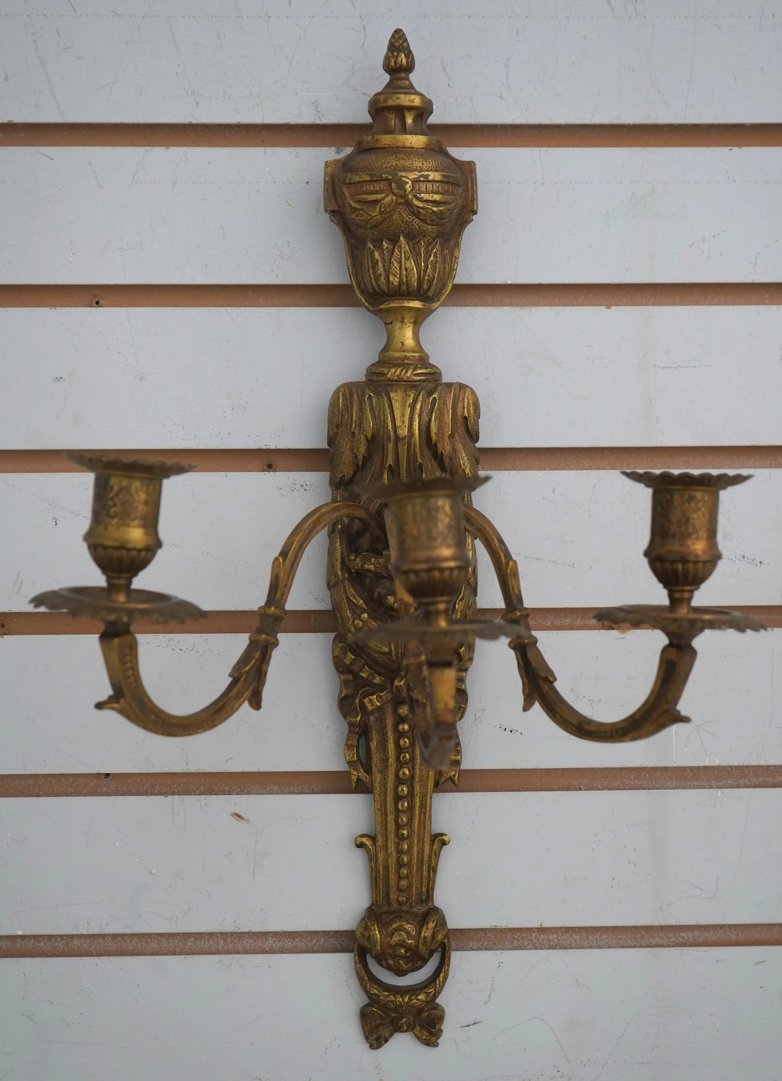 Pair of Bronze 3 Candle Wall Sconces Louis XV Style - 2