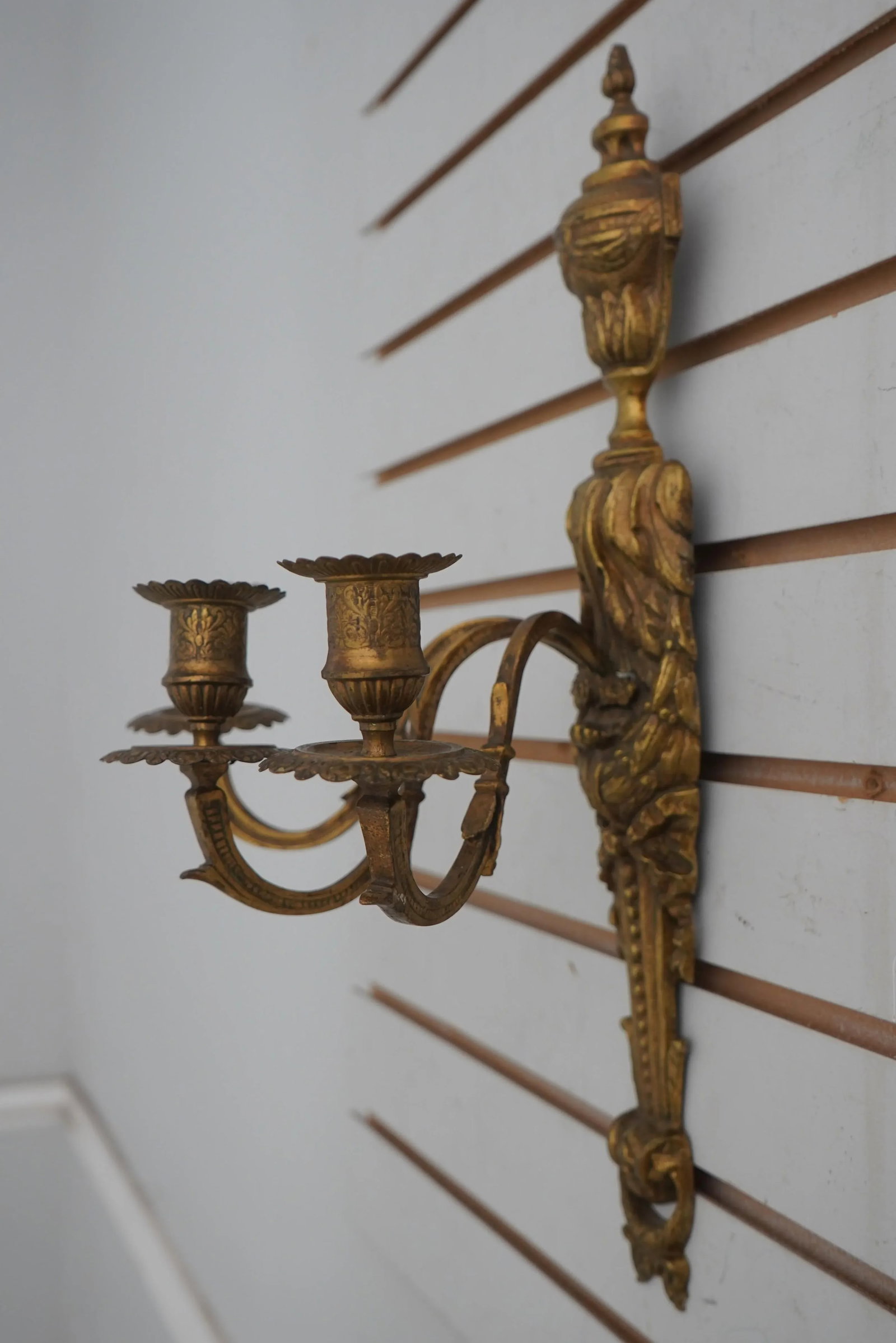 Pair of Bronze 3 Candle Wall Sconces Louis XV Style - 3