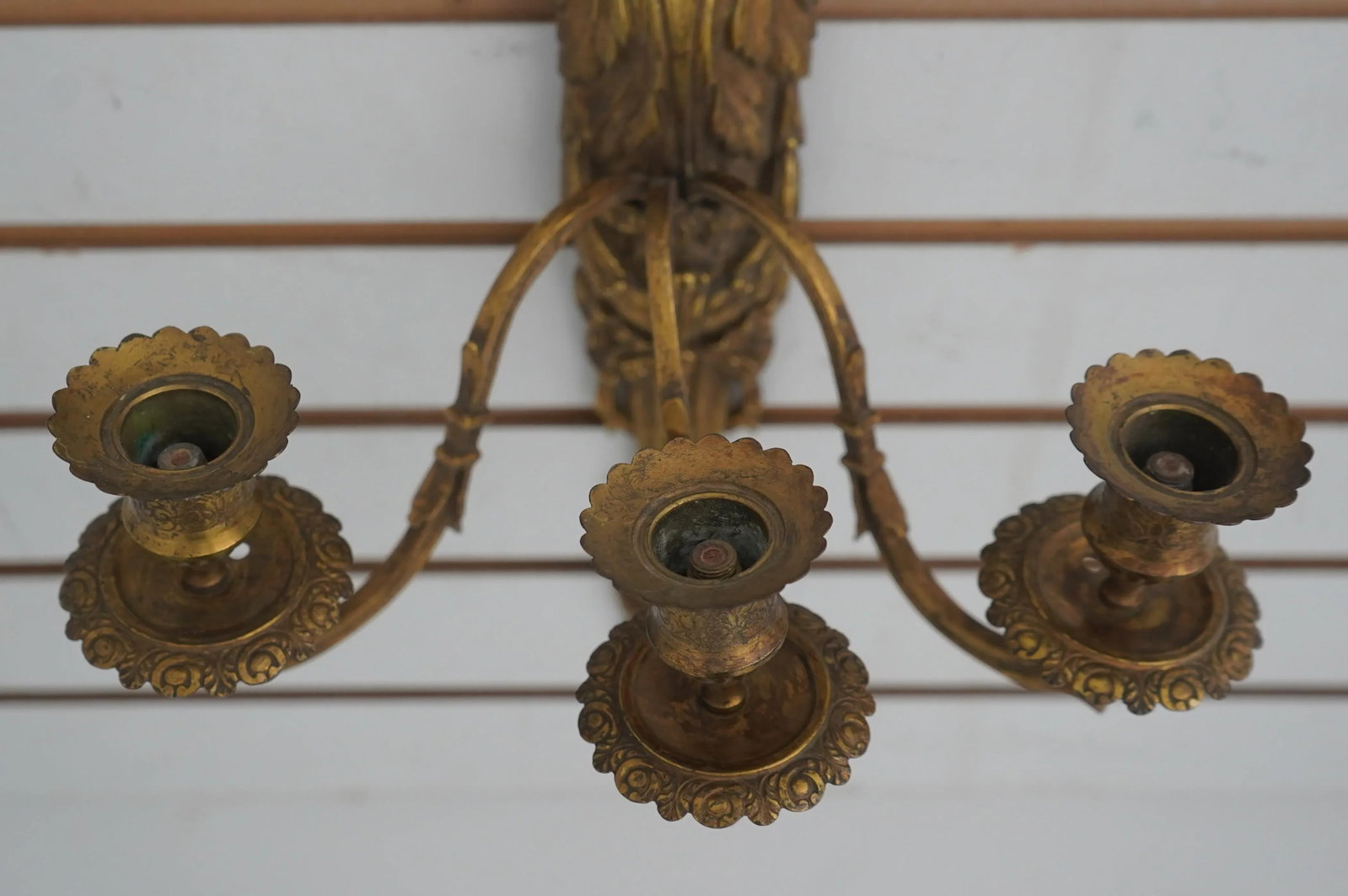 Pair of Bronze 3 Candle Wall Sconces Louis XV Style - 4