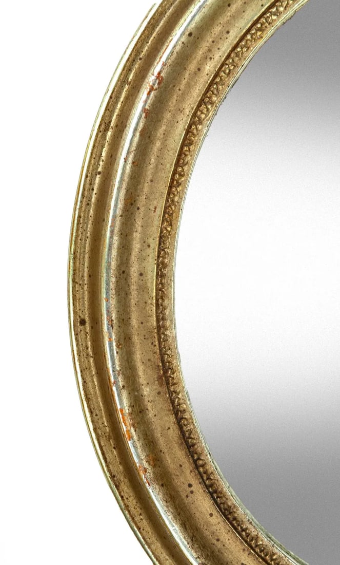 Pair of Oval 1950s Italian Borghese Gilt Wood Mirrors - 4