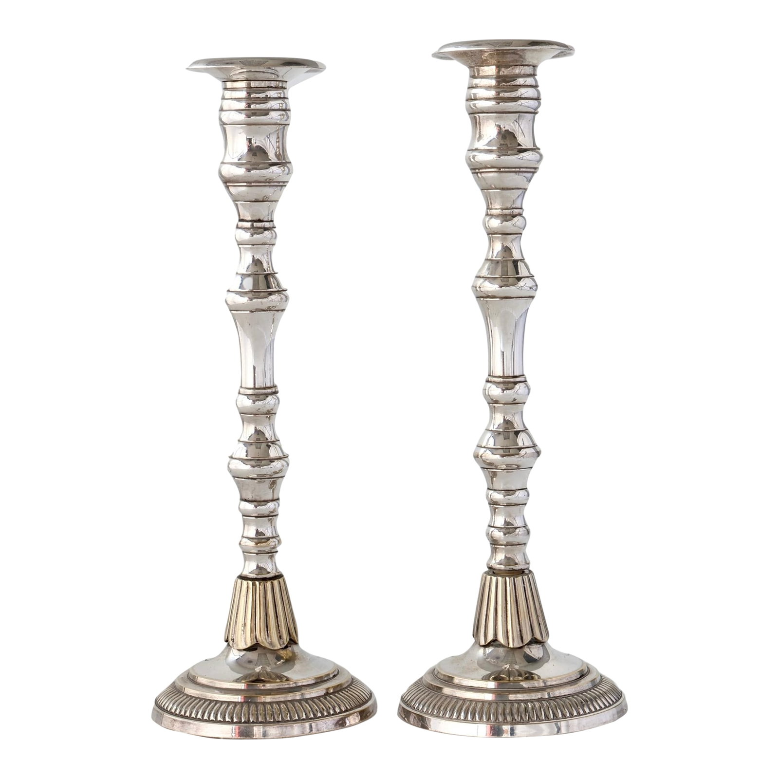 Antique English Silver-Plate Tall Candlesticks (1 of 4)