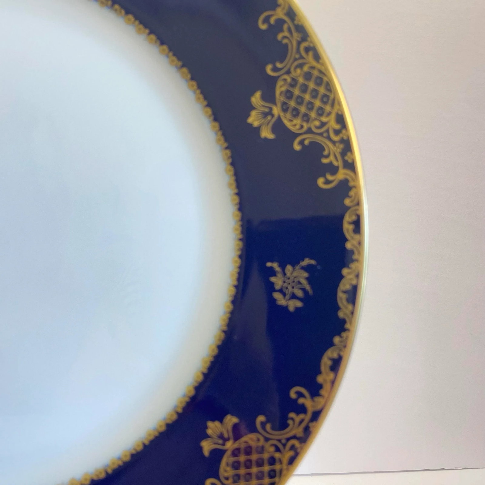 Vintage 1970s-1980s Rosenthal Continental "Charlemagne" Cobalt & Gilt Dinner Plates - Set of 7 - 7