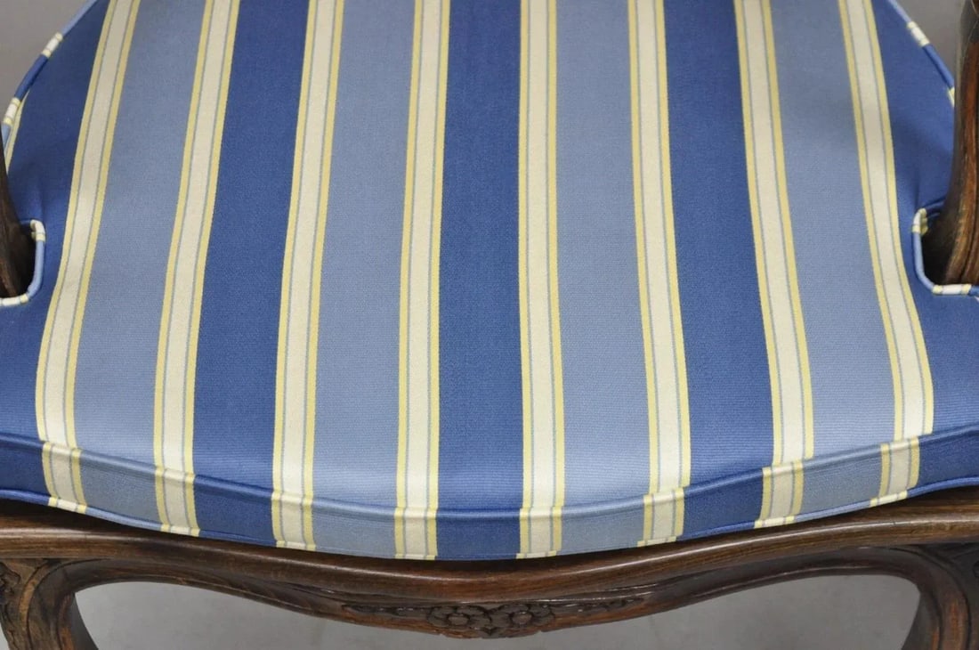 Mid 20th Century Vintage Ethan Allen Italy French Country Louis XV Cane Back Arm Chairs - A Pair - 11