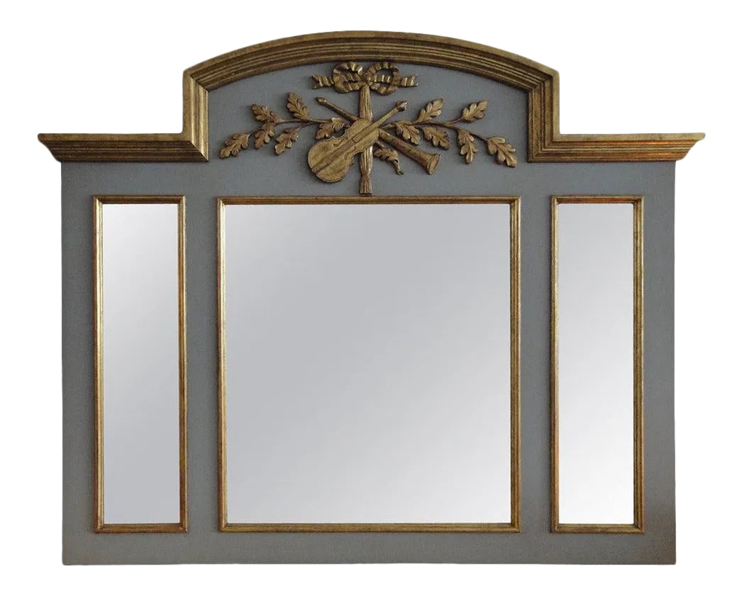 Handcarved French Style Parcel Gilt Trumeau Mirror (1 of 5)