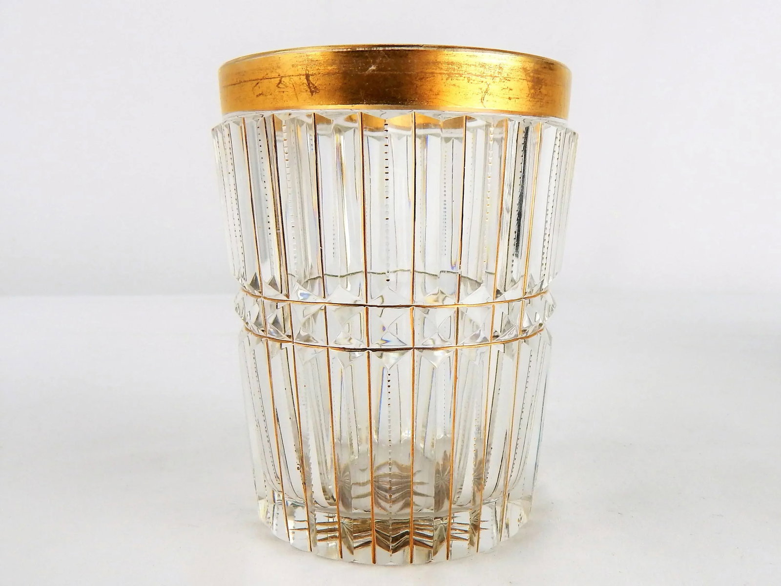 Antique Cut Crystal & Gilt Lowball Glasses, S/7 - 12