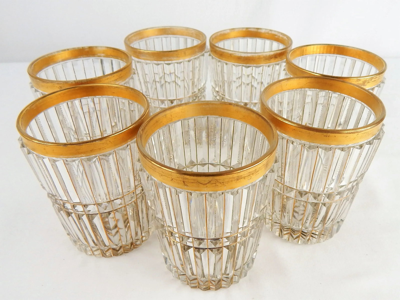 Antique Cut Crystal & Gilt Lowball Glasses, S/7 - 2