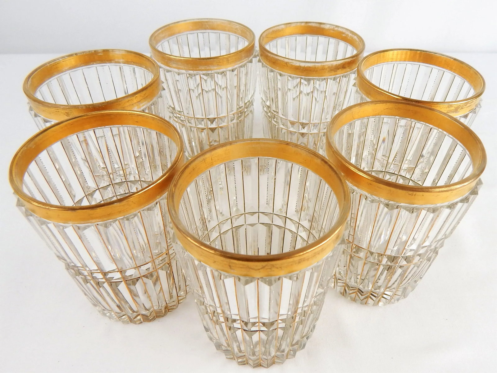 Antique Cut Crystal & Gilt Lowball Glasses, S/7 - 3