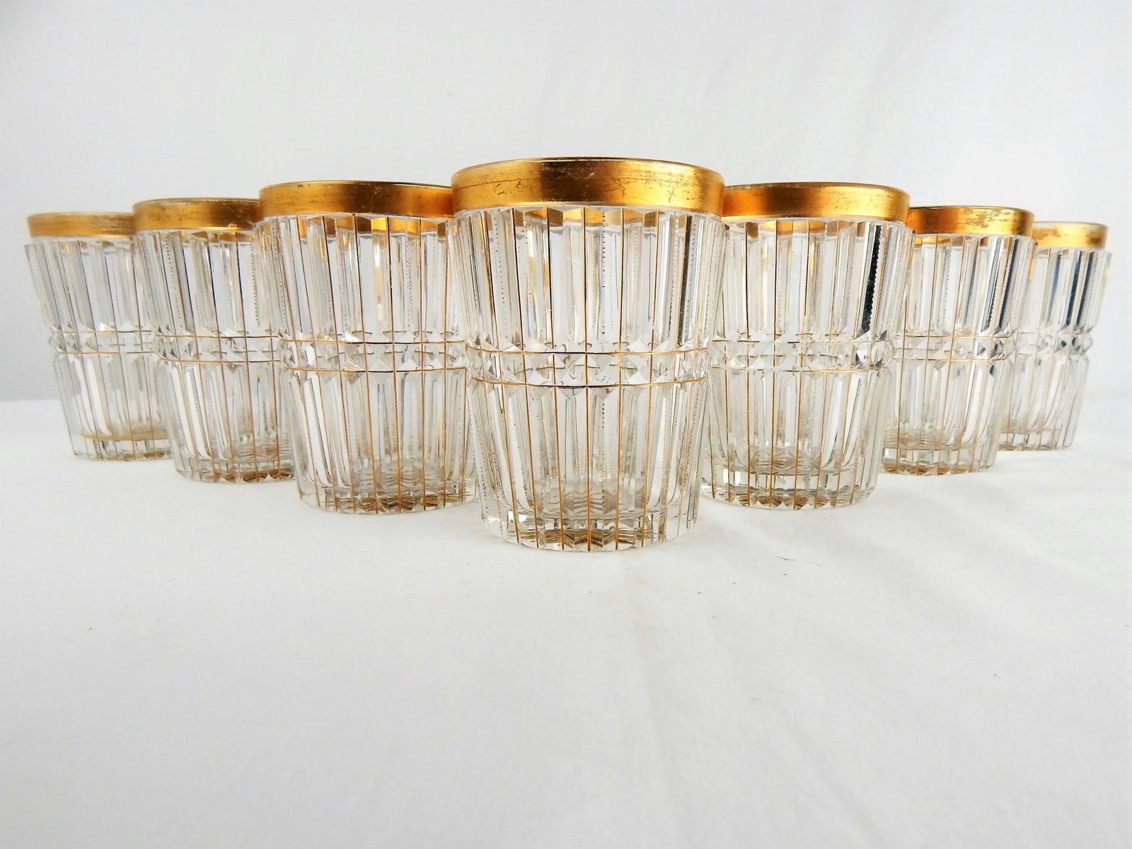 Antique Cut Crystal & Gilt Lowball Glasses, S/7 - 4