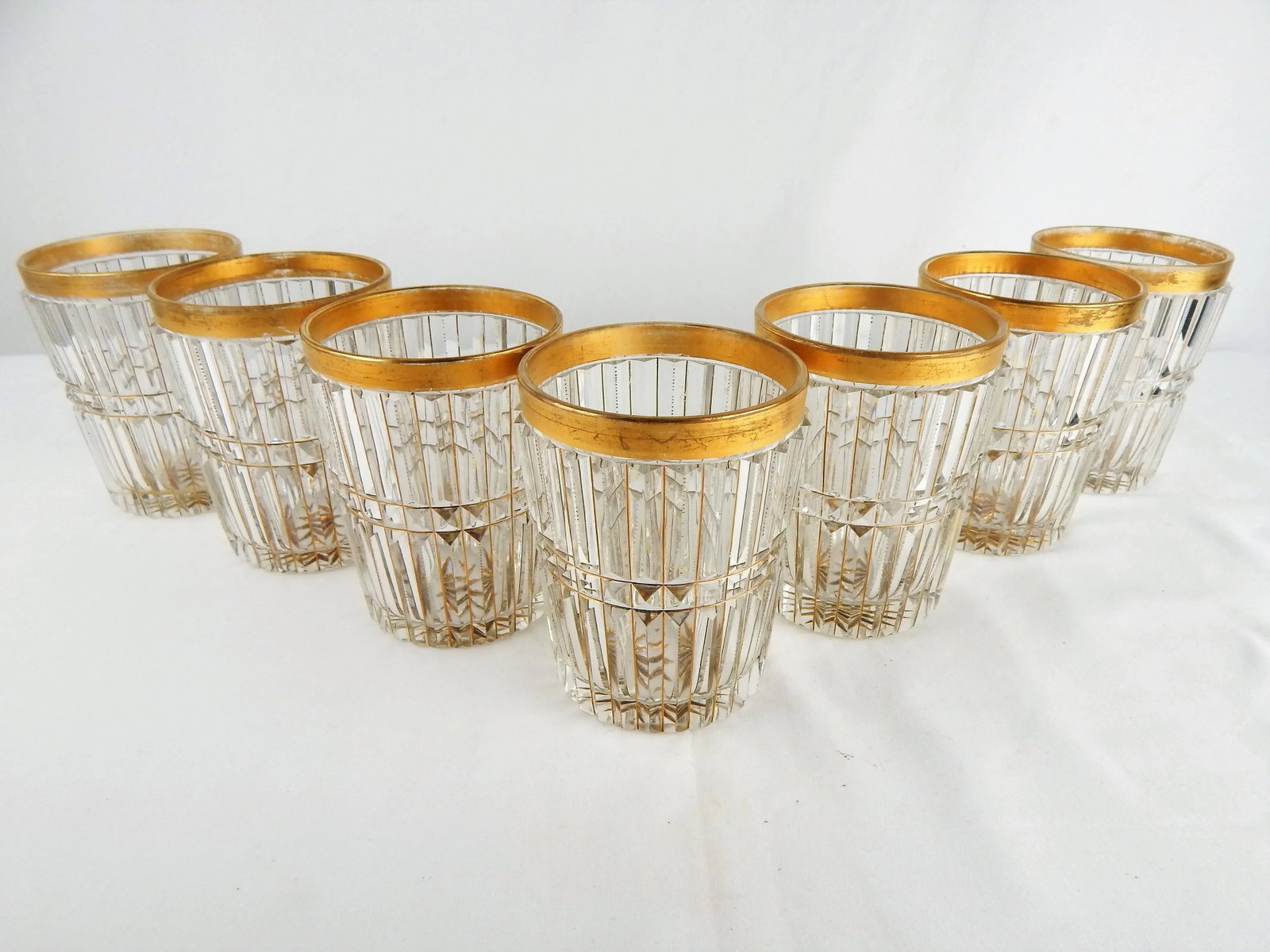 Antique Cut Crystal & Gilt Lowball Glasses, S/7 - 5