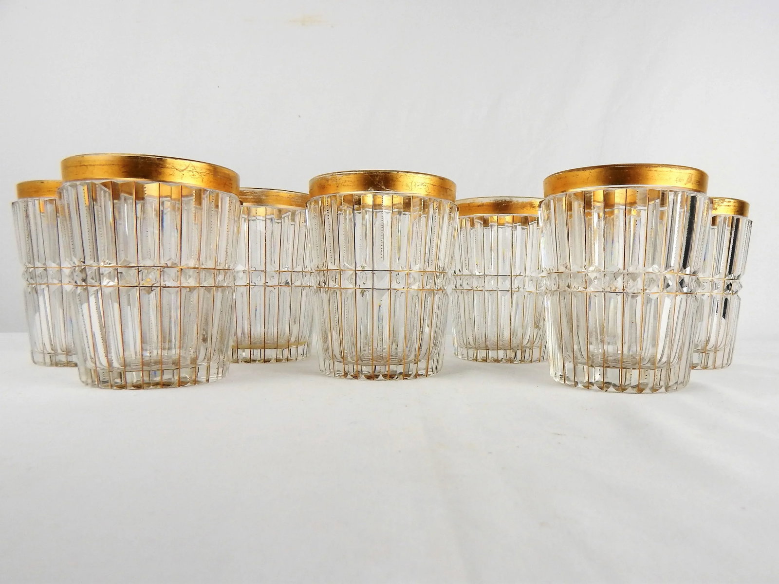 Antique Cut Crystal & Gilt Lowball Glasses, S/7 - 6