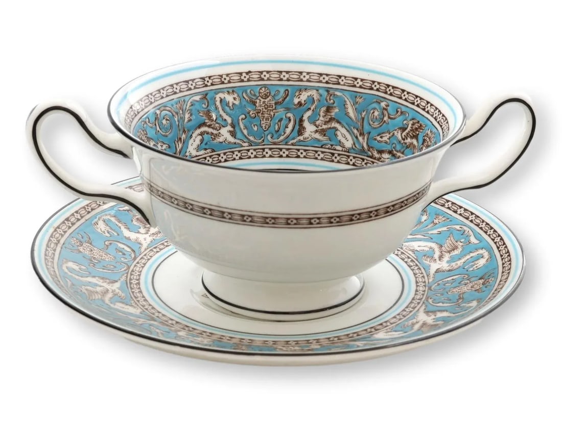 Wedgwood Florentine Soup Coupes/Saucers - 2