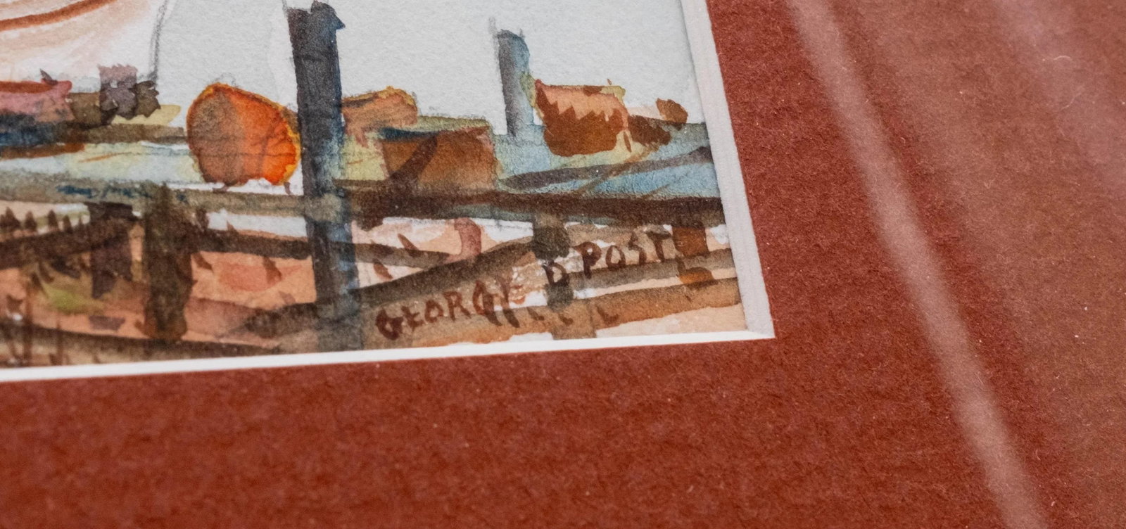 Pair of Nautical Watercolor Fishing Boat Sailboat Paintings Signed George D Post - 9