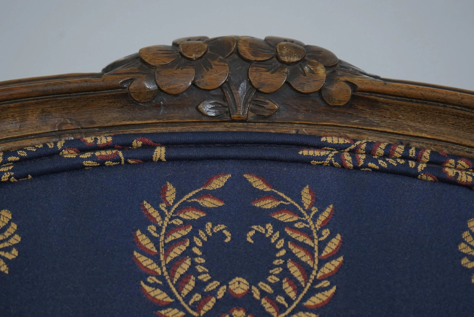 Pair Vintage French Louis XV Style Open Arm Upholstered Chairs - 5