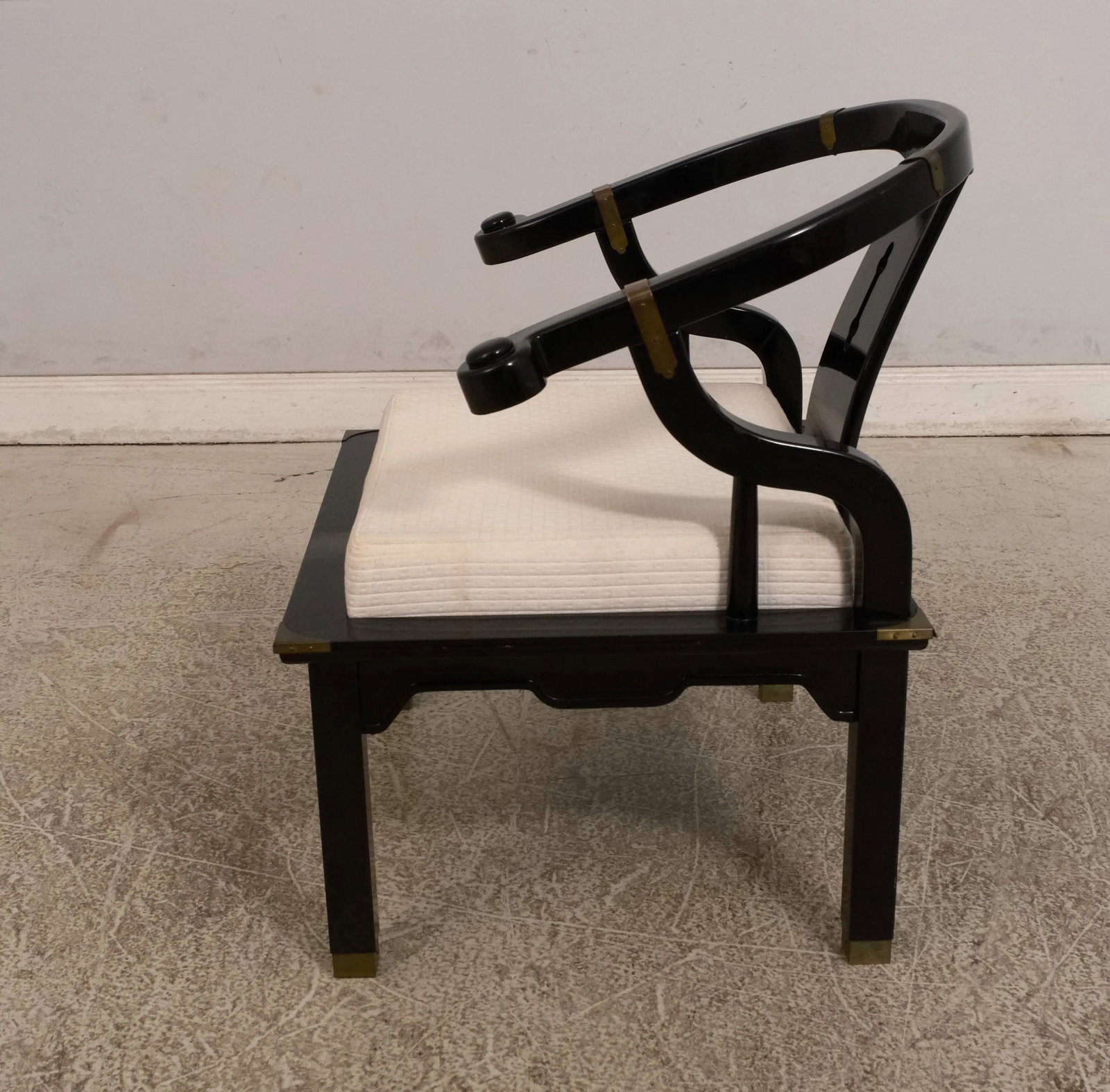 Pair Pallavisini Asian Inspired Mid Century Modern Black Chairs - 3