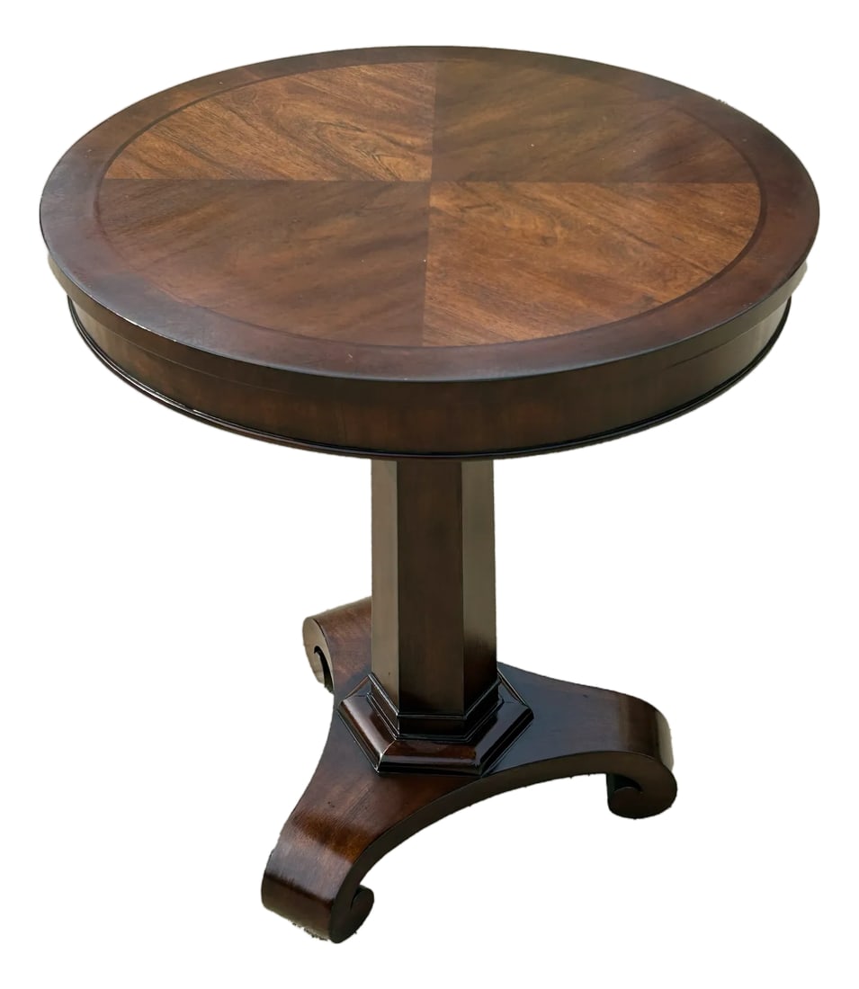 Restoration Hardware Solid Mahogany Empire Style Round Pedestal Accent Table (1 of 7)